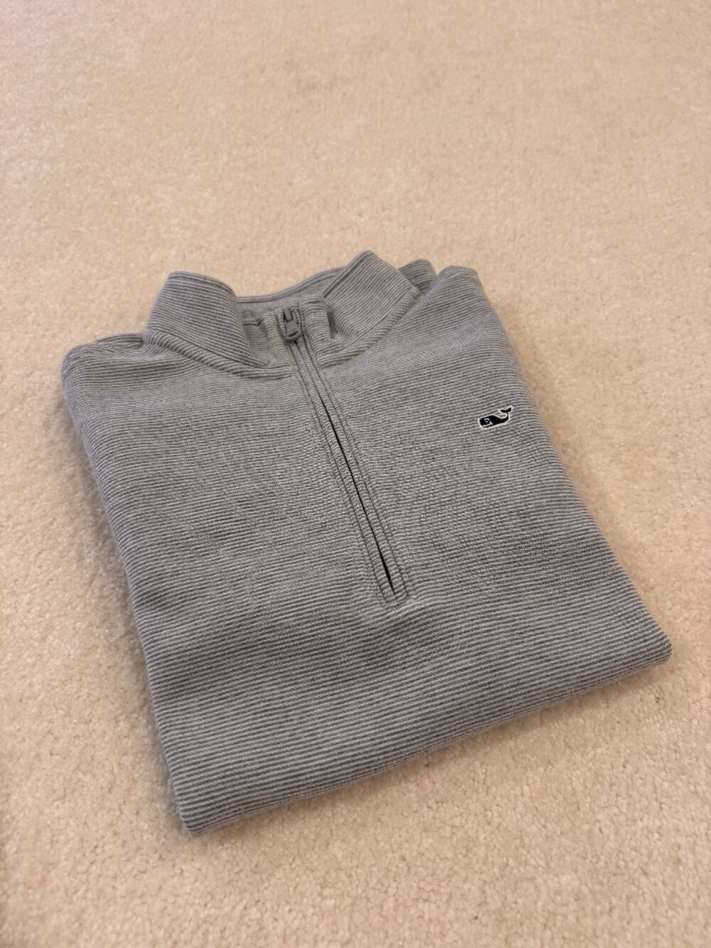 Vineyard Vines Boys Gray Striped Quarter Zip Pullover Size Medium